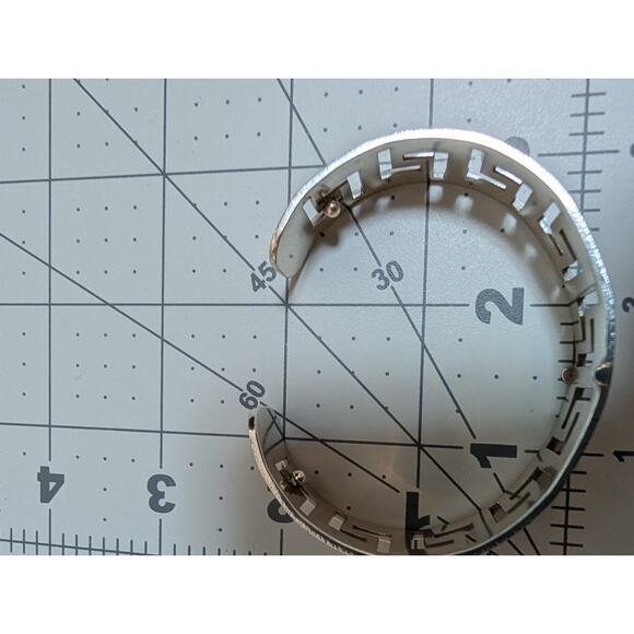 Brighton Silver Tone Greek Key Cuff Bracelet Adjustable 2.5 Inch Wide - Picture 7 of 9